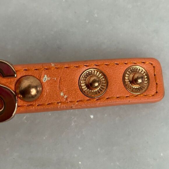 BCBGeneration FEARLESS Slide Charm Leather Snap Cuff Bracelet Orange RoseGold OS - Picture 6 of 7